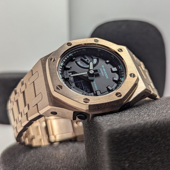 Custom Casioak G-shock Rose Gold & Black, Casio GMA-S2100, Gen 5