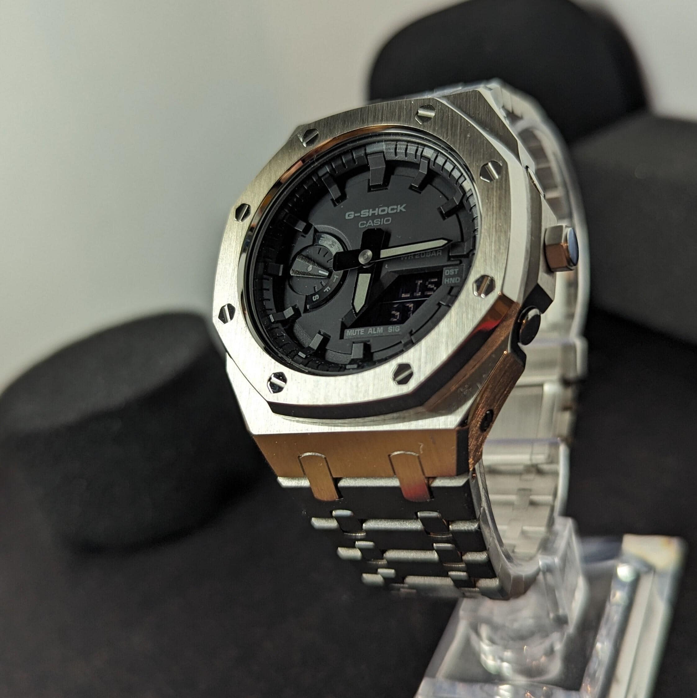 Custom Casioak G-shock Stainless Steel & Black, Casio GA-2100, Gen