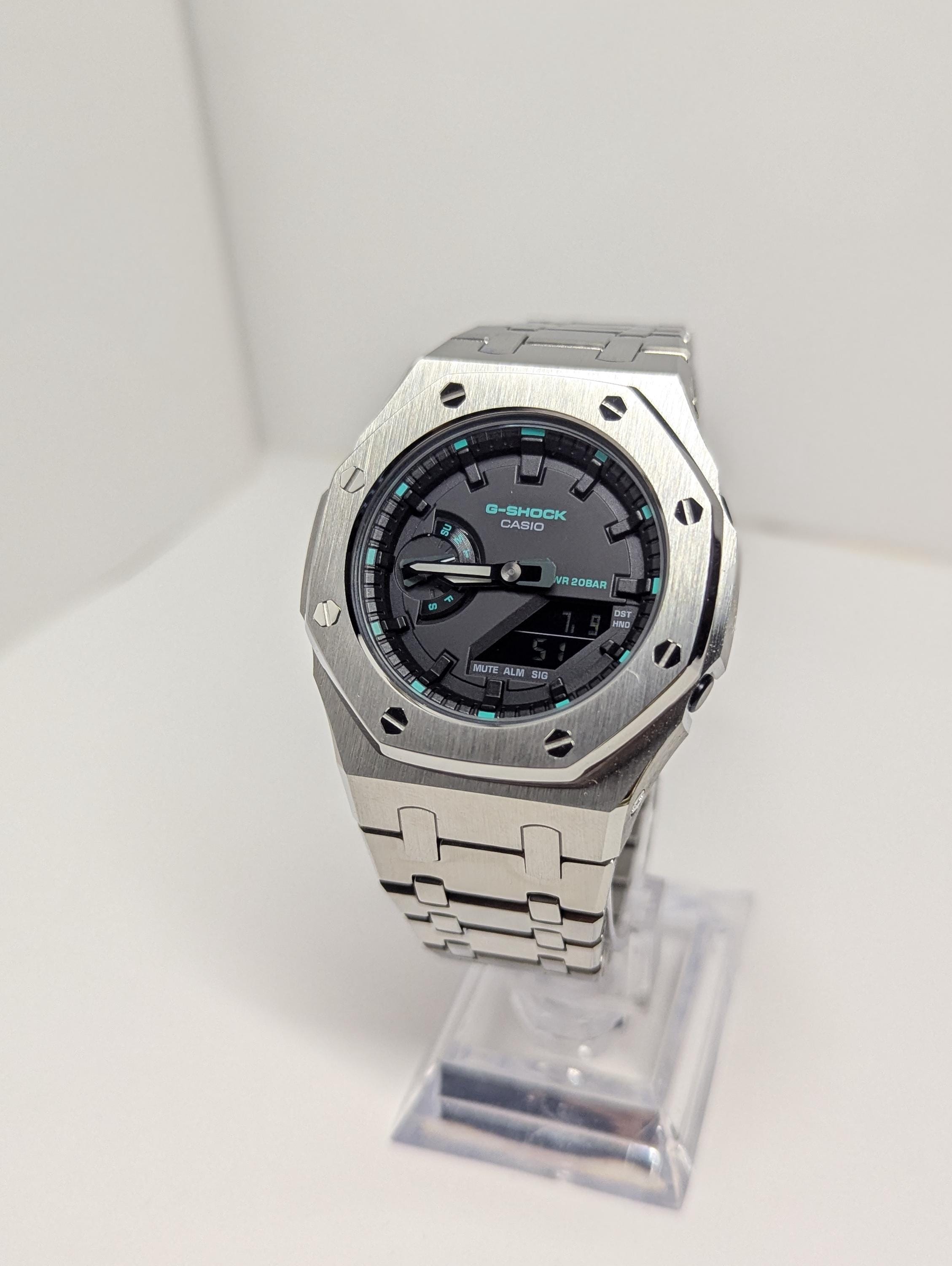 Custom Casioak G-shock Stainless Steel & Black, Casio GMA-S2100, Gen 5 ...