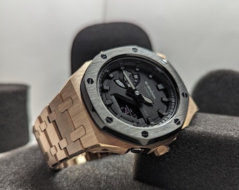 Custom CasiOak G-Shock Rose Gold & Black, Casio GA-2100, Gen 5 mod