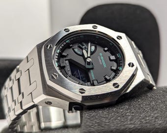 Custom CasiOak G-Shock Stainless Steel & Black, Casio GMA-S2100, Gen 5 mod
