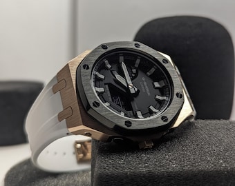 Custom CasiOak G-Shock Rose Gold & White, Casio GA-2100, Gen 5 mod