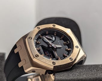 Custom CasiOak G-Shock Rose Gold & Black, Casio GMA-S2100, Gen 5 mod
