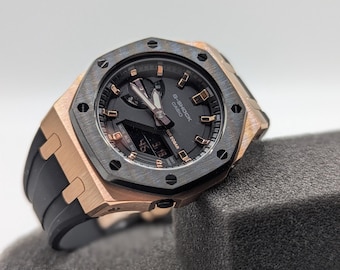 Custom CasiOak G-Shock Rose Gold & Black, Casio GMA-S2100, Gen 5 mod