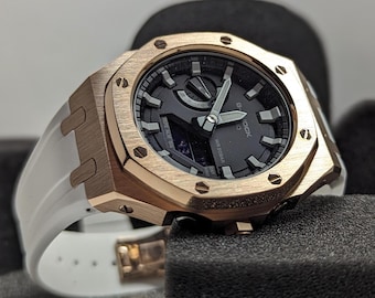 Custom CasiOak G-Shock Rose Gold & White, Casio GA-2100, Gen 5 mod