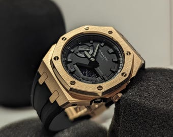 Custom CasiOak G-Shock Rose Gold & Black, Casio GA-2100, Gen 5 mod