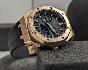 Custom CasiOak G-Shock Rose Gold & Black, Casio GA-2100, Gen 5 mod
