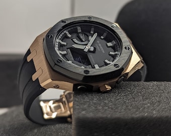 Custom CasiOak G-Shock Rose Gold & Black, Casio GA-2100, Gen 5 mod