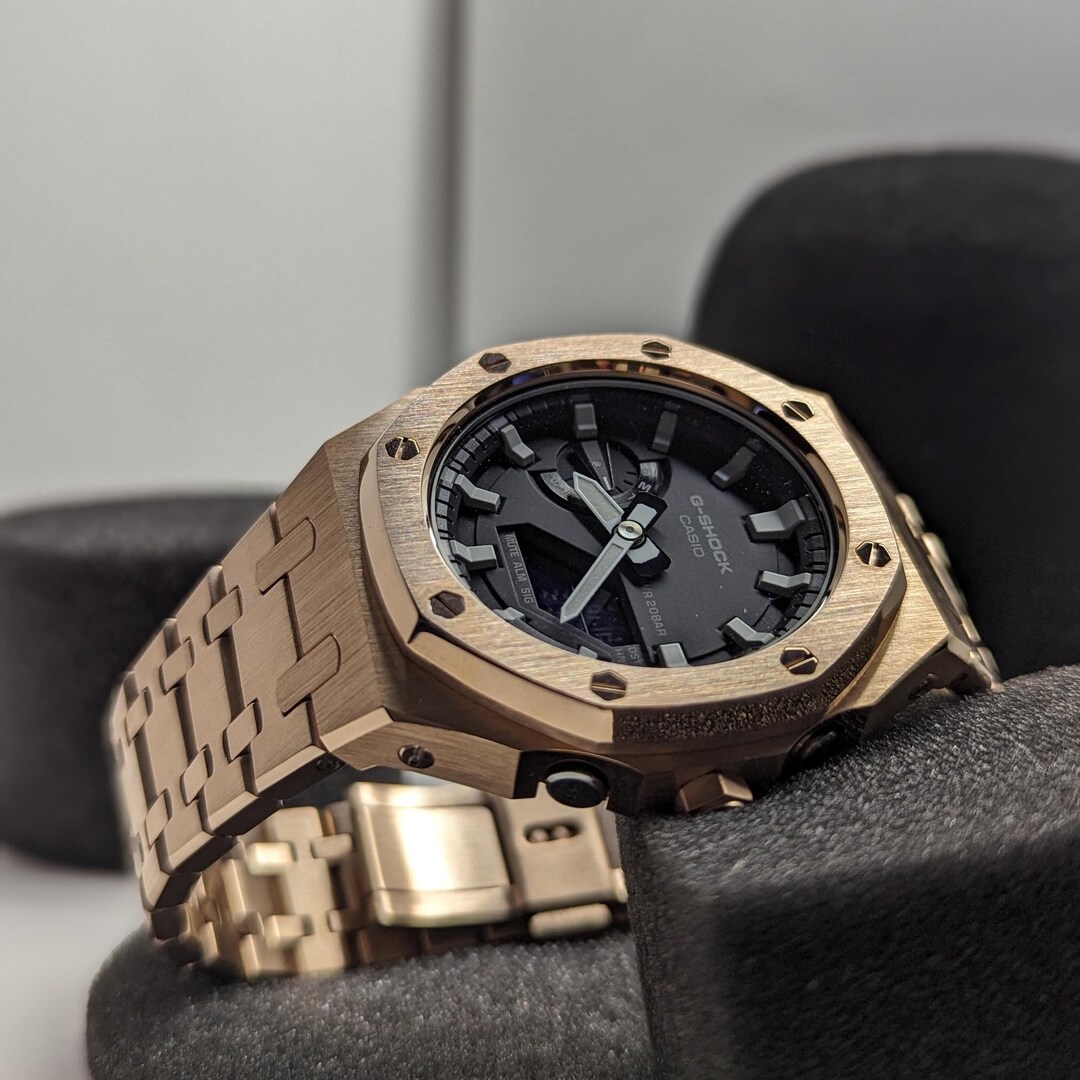 Custom Casioak G-shock Rose Gold & Black, Casio GA-2100, Gen 5 Mod - Etsy