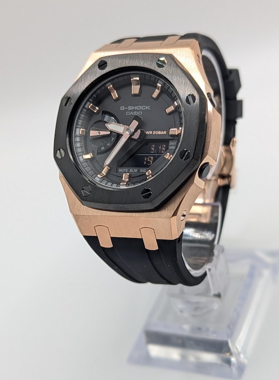 Custom Casioak G-shock Rose Gold & Black, Casio GMA-S2100, Gen 5