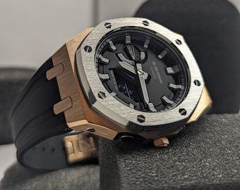 Custom CasiOak G-Shock Rose Gold & Black, Casio GA-2100, Gen 5 mod