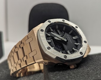 Custom CasiOak G-Shock Rose Gold & Black, Casio GA-2100, Gen 5 mod