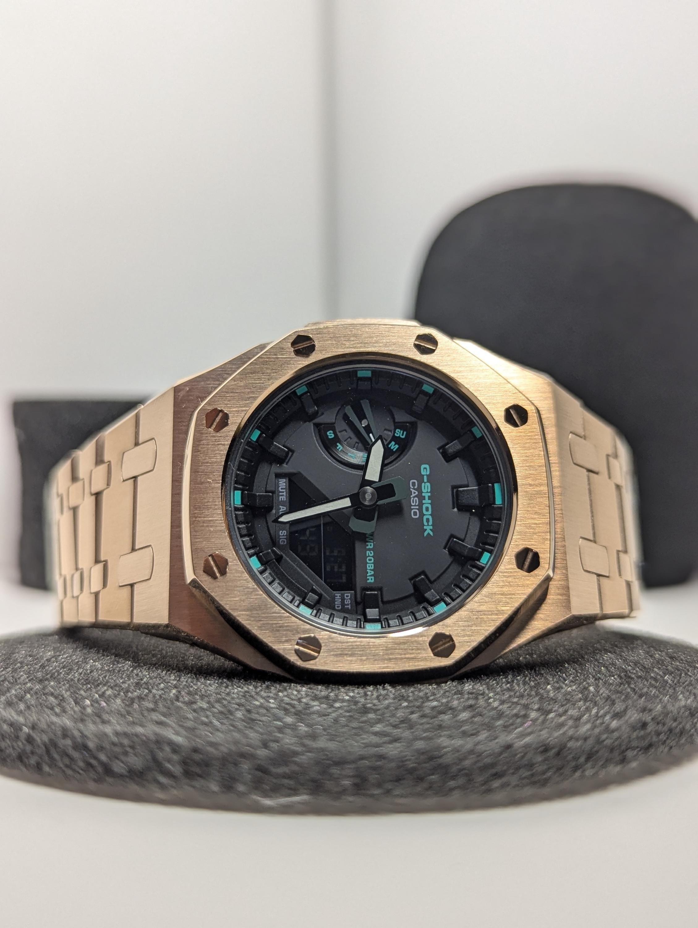 Custom Casioak G-shock Rose Gold & Black, Casio GMA-S2100, Gen 5 