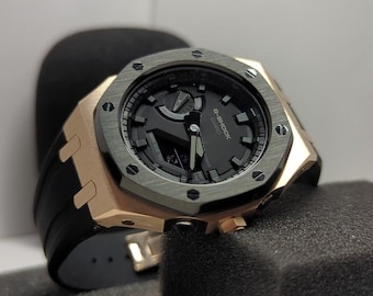 Custom CasiOak G-Shock Rose Gold & Black, Casio GA-2100, Gen 5 mod