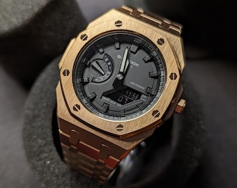 Custom CasiOak G-Shock Rose Gold & Black, Casio GA-2100, Gen 5 mod