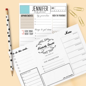 Daily Planner Notepad, Personalized, Organization, To Do Lists