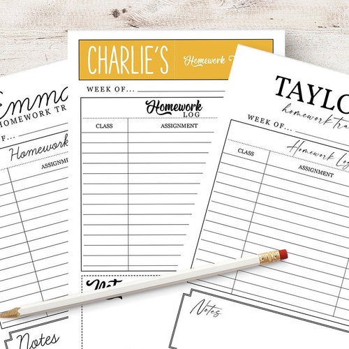 Kids Homework Planner Personalized Notepad Organization | Etsy