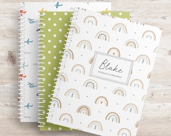 Kids Sketchbook | Personalized Drawing Book | Custom Cover Sketchbook with Name | Art Journal for Boys or Girls | Gift for Young Artists