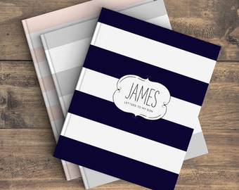 Journal, Notebook, Guest Book, Personalized, Graduation, Baby Shower, Pregnancy Journal, Baby Journal, Stripe Cover Design, Size 5.75"x7.5"