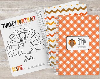 Thanksgiving Activity Book, Personalized, Games, Activities, Busy Book, Drawing Book, Coloring Pages, Size 5.5" x 7.25", Holidays