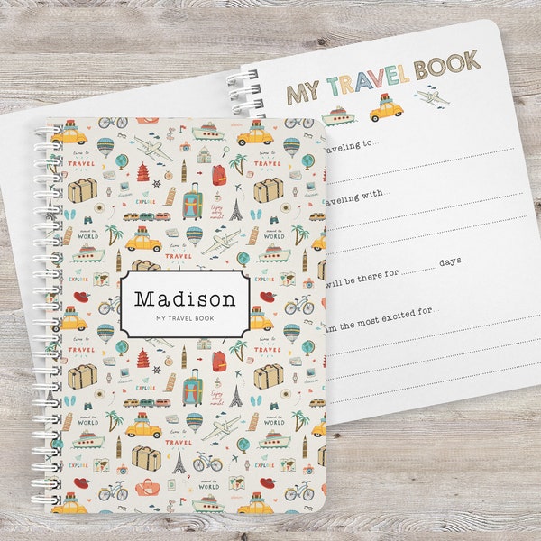 Small Kids Travel Notebook, Travel Book, Personalized, Drawing Book, Travel Games