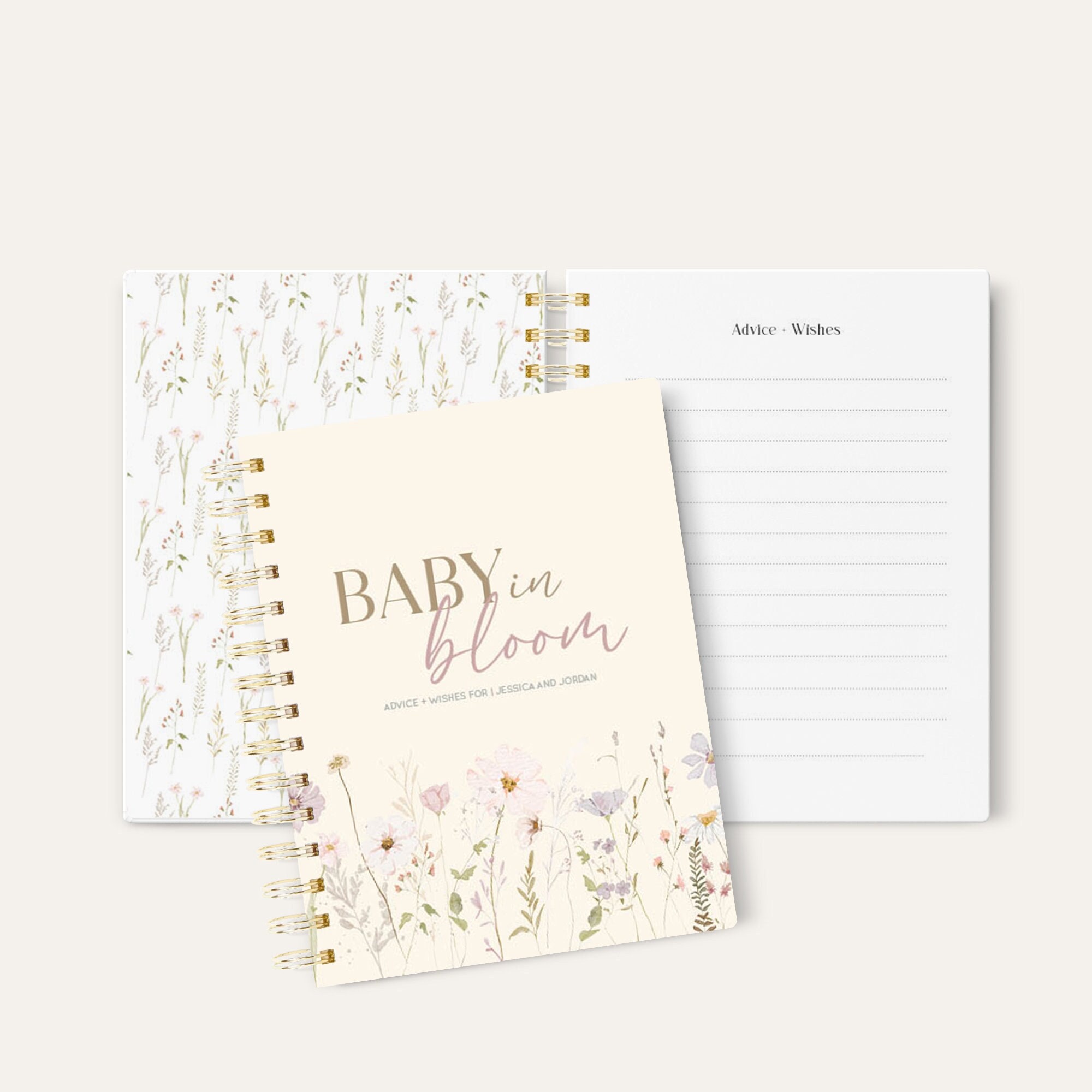 Personalized Baby Shower Guest Book: Floral Wishes & Advice