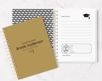 Personalized Graduation Guest Book: Spiral Notebook, Advice & Memories