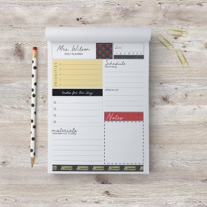 TEACHER Daily Planner Notepad, Personalized, Organization, To Do Lists