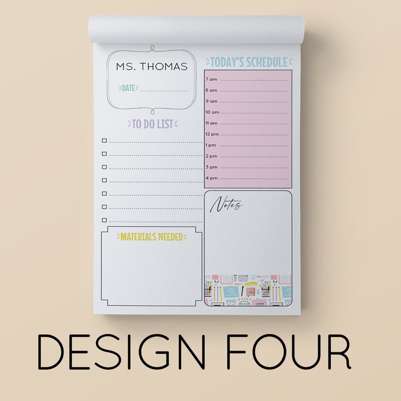 TEACHER Daily Planner Notepad Personalized Organization to Etsy