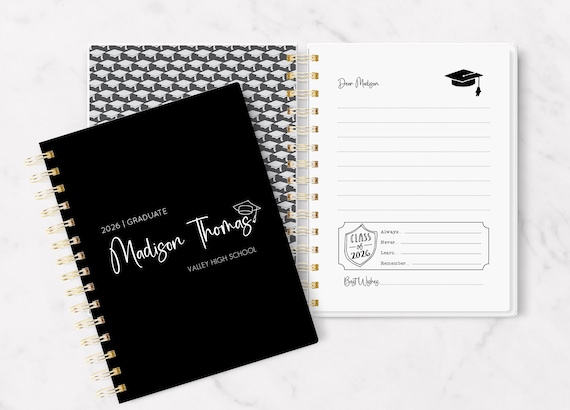 Personalized Graduation Guest Book: Spiral Notebook, Advice Book