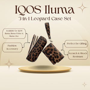 Set di custodie e cover leopardate 3 in 1 per IQOS Iluma: scegli tra IQOS Iluma, Iluma Prime, Iluma One, custodia per dispositivo con cover a ribalta e Terrea Pack