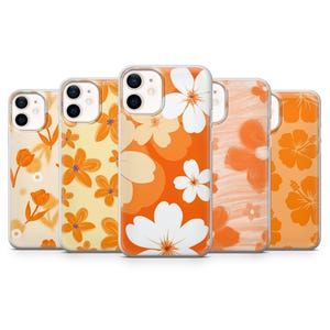Oranje behang Telefoonhoesje Floweret Simple Cover voor iPhone 16 Pro, 15, 14, 13, 12, Samsung S24, S23FE, S22, A16, A55, A25, Pixel 9, 8A