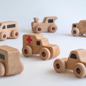 Wooden Toy Cars - Eco - Set of 6: Handcrafted, Natural, Sustainable, Beautiful, Playtime Fun for the Little Hands We LOVE most.