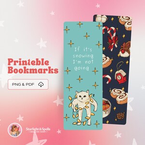 Afdrukbare kerstbladwijzers - bladwijzerset digitale download - leuke winterbladwijzers leesgrage kerstcadeaus - pdf-bladwijzer | PNG-bladwijzer