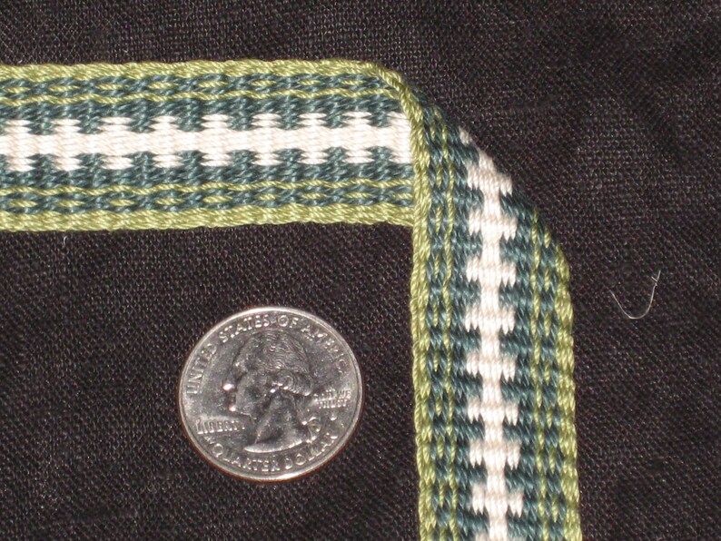Sage green forest green and white hand woven inkle trim | Etsy