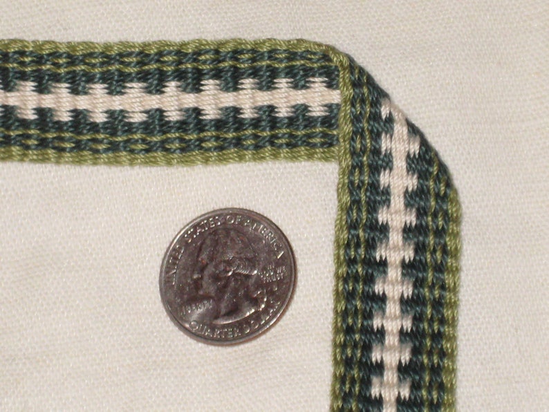 Sage green forest green and white hand woven inkle trim | Etsy