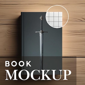 Vertical PSD Photoshop Book Mockup on Wood Background: Hardcover Book, Book Mockup for Hardback, Wood table Book Mockup, Fantasy Book Mockup