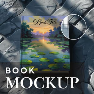 Vertical PSD Photoshop Book Mockup on Dark Academia Background: Hardcover Book, Book Mockup for Hardback, Book Mockup, Stone Book Mockup