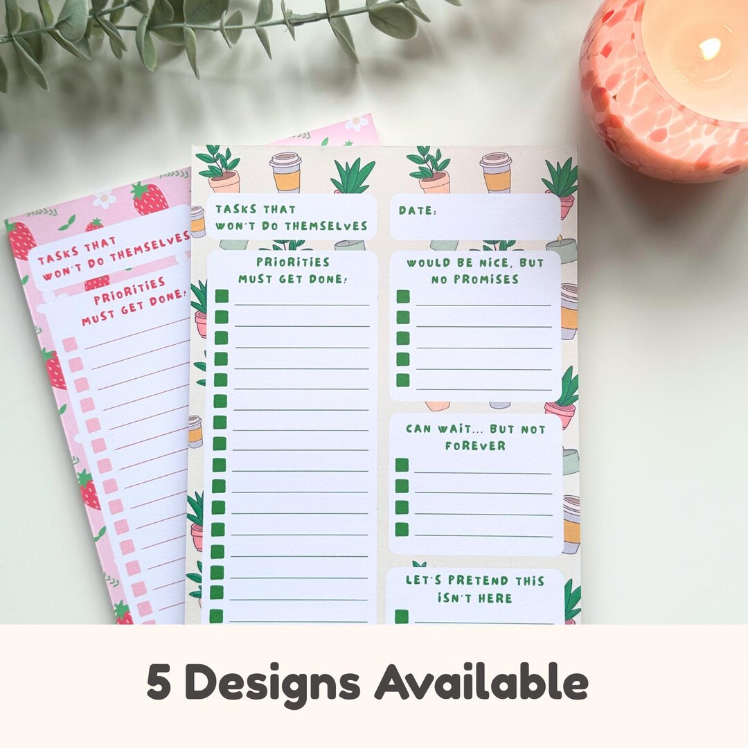 Notepad Task List A5 To-do List Notepad Tasks That Won’t Do Themselves | Aesthetic Daily ...