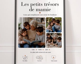 Personalized Grandma Gift with Photos – Grandma's Little Treasures | Personalized Grandparents Poster with Grandchildren
