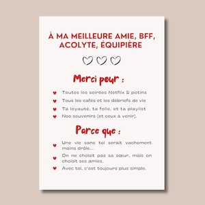 Idée cadeau pour amie, Carte définition amie,  Carte d'anniversaire, Carte d'amitié, Cadeau  Personnalisée, Idée cadeau personnalisé