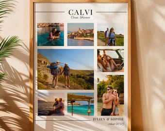 Personalized couple vacation souvenir poster. Romantic gift idea for honeymoon, anniversary or Valentine's Day. Couple gift