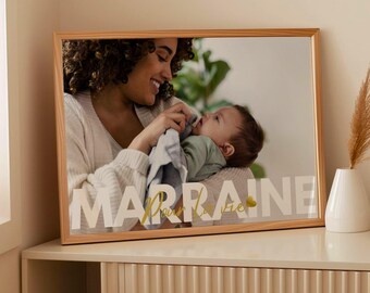 Personalized photo godmother poster, original godmother gift idea, christening gift idea, birth gift, godmother proposal gift, godchild gift