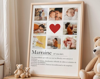 Poster personalizzato per madrina con foto, definizione di madrina, regalo originale per madrina - idea regalo per figlioccio e figlioccia, arte murale per battesimo