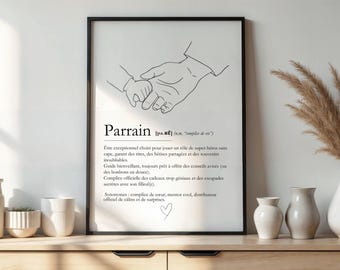Pôster personalizado do padrinho, definição do padrinho, presente personalizado do padrinho, presente de batismo do padrinho, ideia de presente do padrinho afilhado
