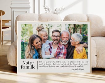 Pôster de família personalizado com foto, pôster de definição de família, decoração de parede personalizada, ideia de presente original para pais,