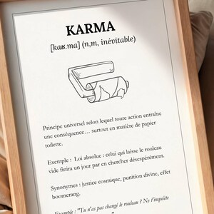 Affiche humour toilettes, Affiche karma toilette, Déco insolite maison, Poster rigolo salle de bain, Affiche citation drôle, Idée cadeau crémaillère, Affiche rigolote WC, Cadeau original maison,