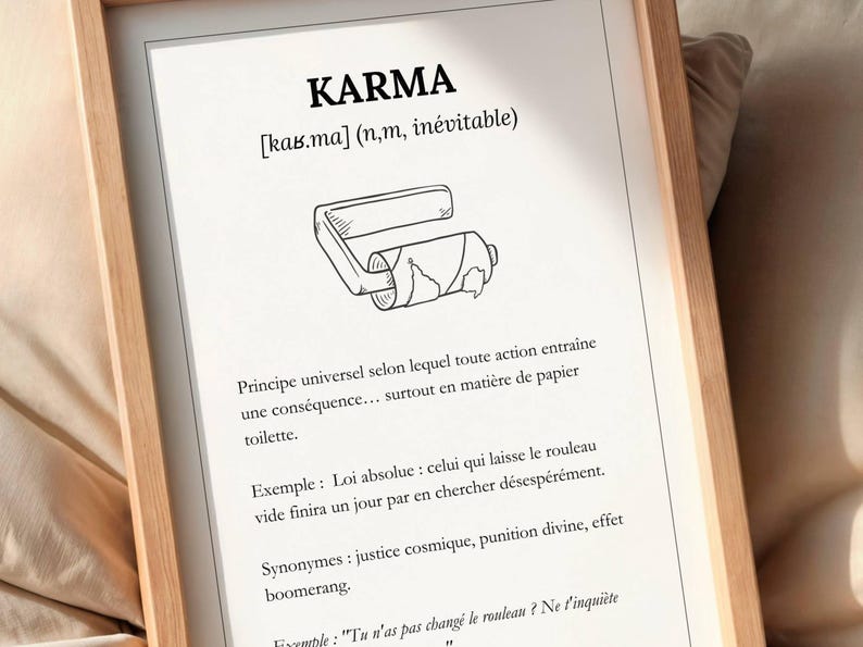 Affiche humour toilettes, Affiche karma toilette, Déco insolite maison, Poster rigolo salle de bain, Affiche citation drôle, Idée cadeau crémaillère, Affiche rigolote WC, Cadeau original maison,