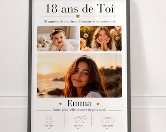 Personalized 18th birthday gift with photos – 18th birthday poster of you – Birthday gift for a girl or boy, 18th birthday keepsake – 18th birthday gift idea