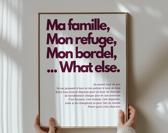 Póster de definición familiar, idea de regalo para padres, póster con frase familiar, regalo original para amigos, decoración de pared minimalista, póster familiar